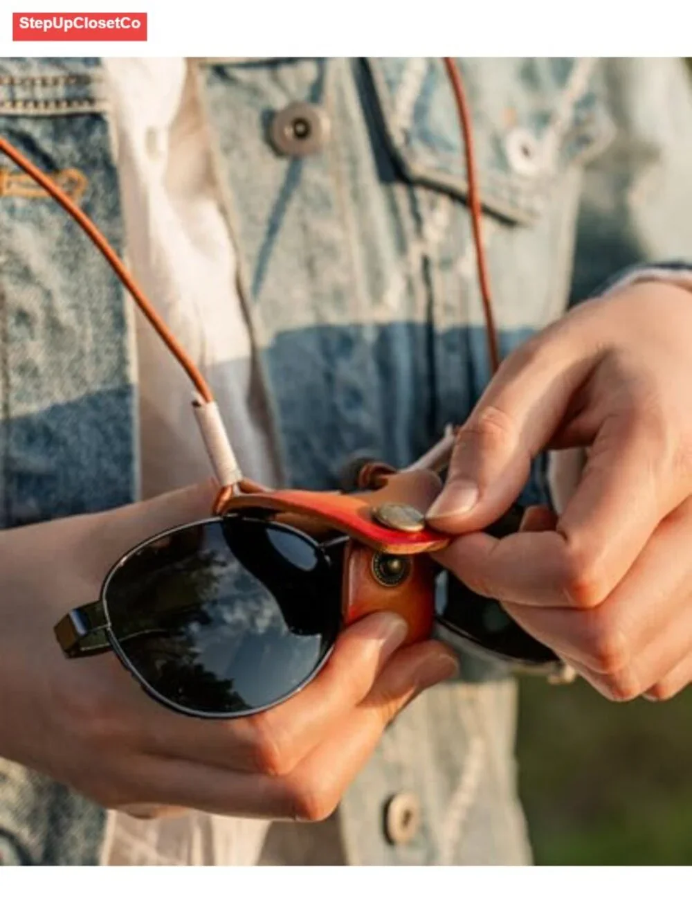 Genuine Leather Eyeglass Holder Chain Sunglasses Strap Necklace